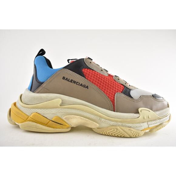 Balenciaga Triple S Sneakers Grey Red Blue 2018 Reissue Flat Platform 45 Mens 12 - Picture 2 of 13